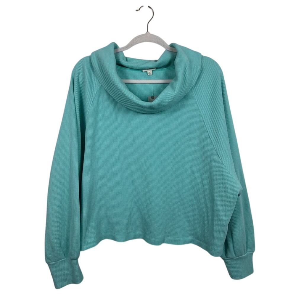 NWT Pilcro Women Slouchy Cowl-Neck Pullover‎ Blue Size XLP Thermal Cozy Cabin
